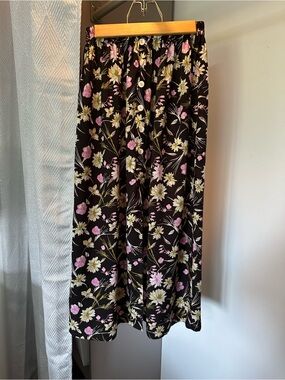 Black Maxi Skirt with Pink & Cream Floral Print